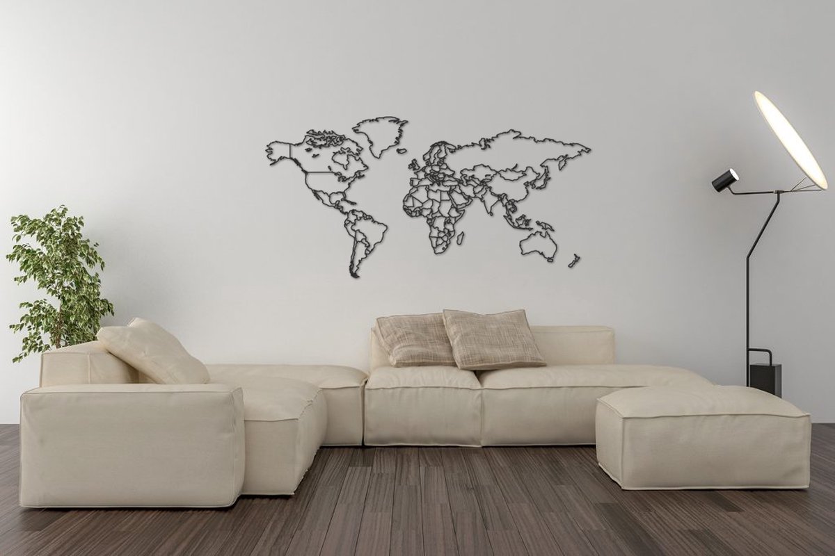 Houten   Groot PREMIUM | Contour - Zwart - 170 x 85 CM - Wanddecoratie - Muurdecoratie- Design